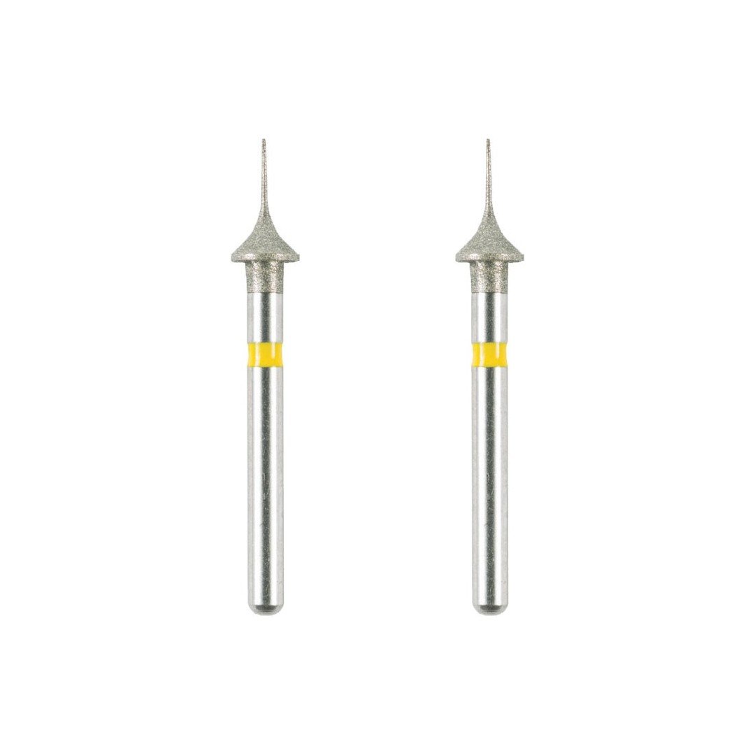 Strauss & Co IPR Diamond Burs 0.3 mm, two-piece set for dental or precision grinding, shown in close-up.