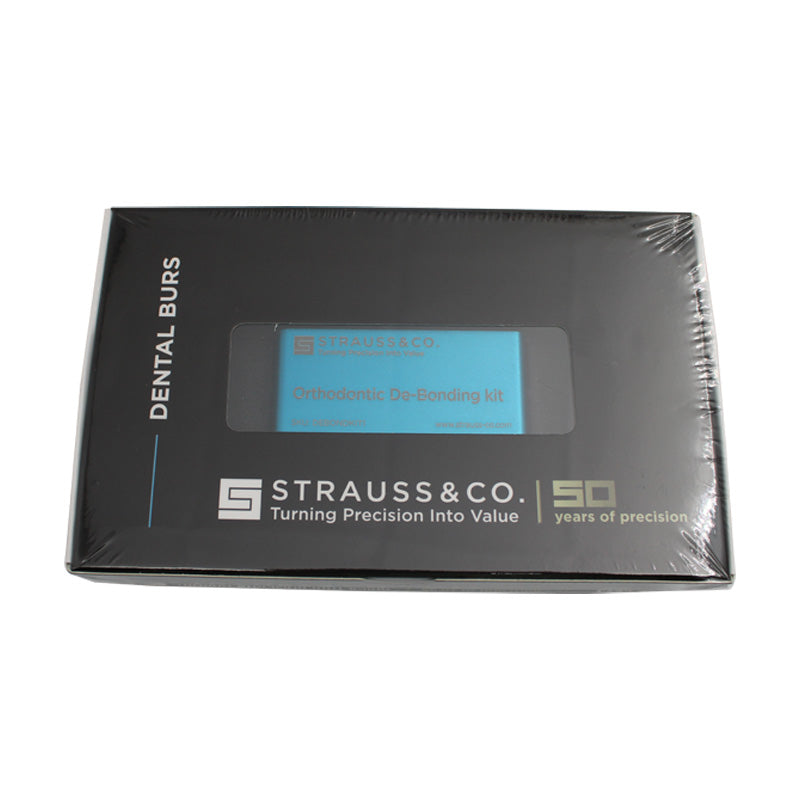 Strauss & Co orthodontic bond removal debonding kit with burs and IPR tools for orthodontic debonding procedures.