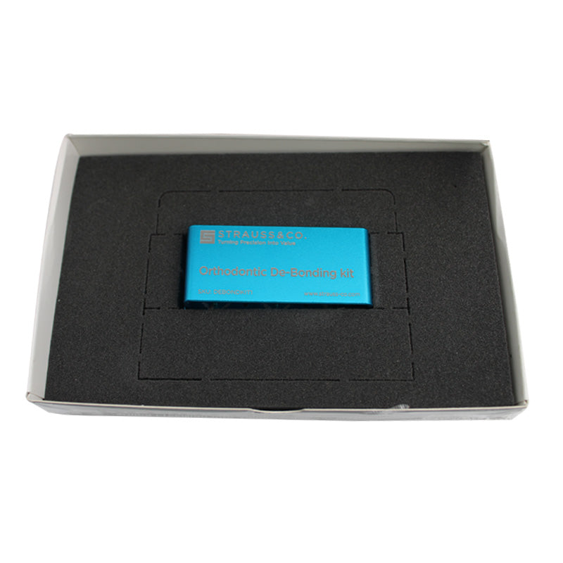 Strauss & Co orthodontic bond removal debonding kit with burs and IPR tools for orthodontic appliance removal.