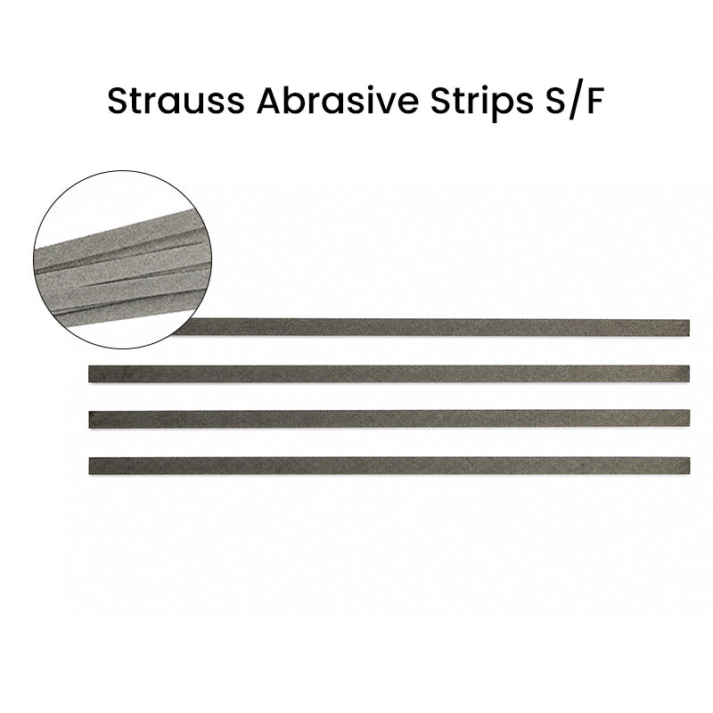 Strauss & Co abrasive IPR strips for metal, fine grit, 4x150mm burs and IPR strips for dental or industrial use