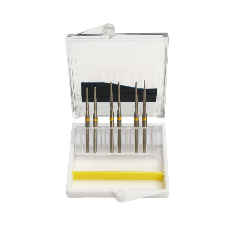 Strauss & Co FG Diamond Burs Needle 010 IPR super fine Z12SF, 6-pack, shown in a close-up image highlighting the needle tips.