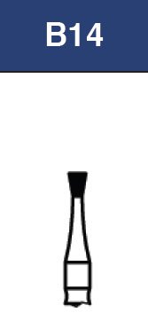 Strauss & Co FG Diamond Burs Inverted Cone 014 set of 6, coarse grit, used for dental or industrial grinding and shaping.