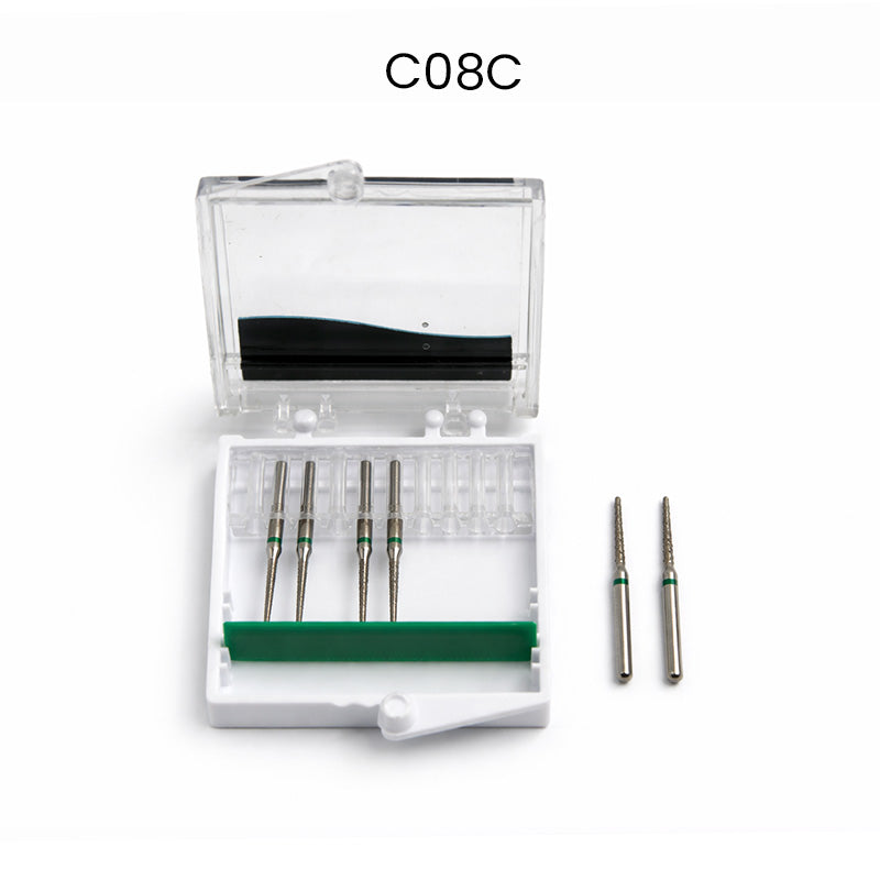 Strauss & Co FG Diamond Burs Round End Taper 010, coarse, 6-pack, dental rotary burs for precision grinding and shaping.