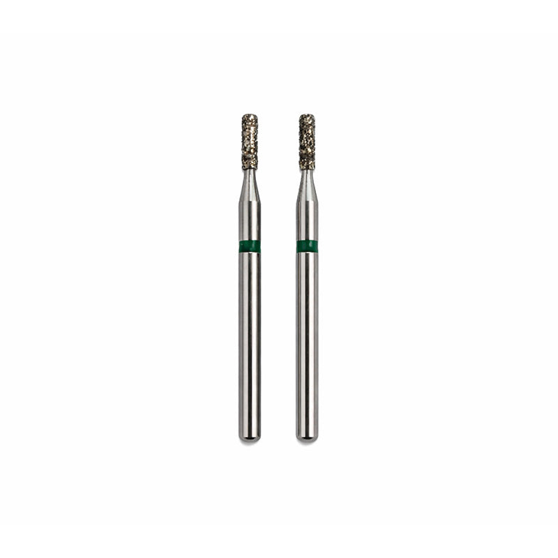 Strauss & Co FG Diamond Burs Cylinder Rounded Shoulder 010, coarse diamond grit, six-piece pack, dental burs for precision drilling.