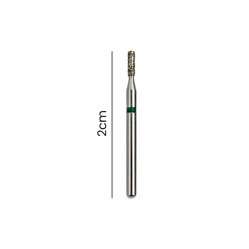 Strauss & Co FG Diamond Burs Cylinder Rounded Shoulder 010, coarse rotary dental burs in a 6-pack, for precise cutting and shaping.