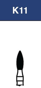 Strauss & Co FG Diamond Burs Egg/Football 018, coarse K11, 6-pack, dental diamond burs for cutting and shaping.