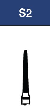 Strauss & Co FG Diamond Burs Gingival Curettage 014, coarse, S2, 6-pack for dental procedures, shown in close-up.