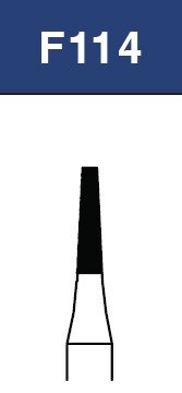 Strauss & Co FG Diamond Burs Flat End Taper 012 medium short shank, set of 6 dental burs with diamond-coated tips for precise cutting.