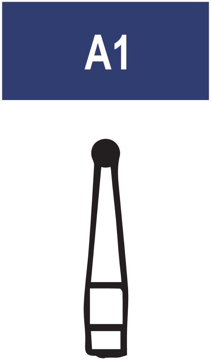Strauss & Co FG Diamond Burs, round short shank, medium grit, set of 6 for dental grinding and shaping tools