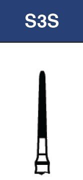 Strauss & Co FG Diamond Burs for gingival curettage, course 012 S, 3-pack, dental surgical instrument.