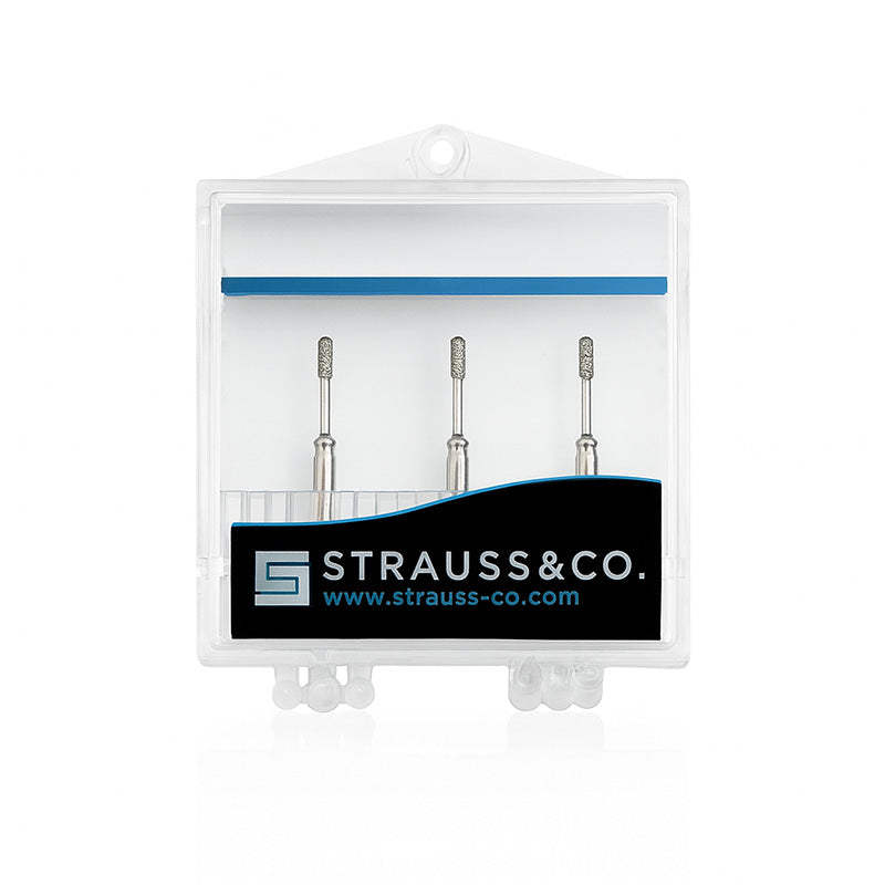 Strauss & Co Minimal Invasive Endo Flame Burs 2.5mm FG Diamond Burs, 3-pack, for precise dental procedures