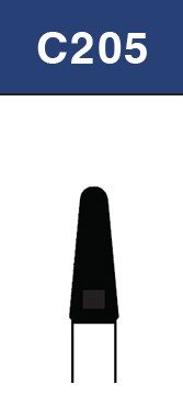 Strauss & Co FG Diamond Burs Round End Taper 020, fine grit, 6-pack, dental burs for precision grinding and shaping.