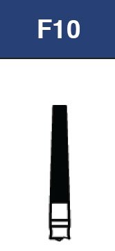 Strauss & Co FG Diamond Burs Flat End Taper 018, fine grit, 6-piece pack, used for precise dental or jewelry grinding and shaping.