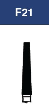 Strauss & Co FG Diamond Burs Flat End Taper 02, 6-pack, fine grit, used for precision grinding and shaping in dental or jewelry work.