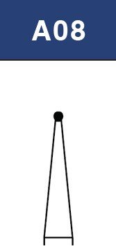 Strauss & Co FG Diamond Burs Round 008 set of 6, small dental burs with diamond coating for precise cutting and shaping.