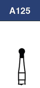 Strauss & Co FG Diamond Burs Round and Neck, A125, 6-piece pack, high-precision dental burs for shaping and grinding.