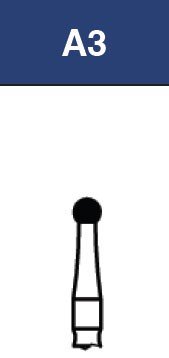 Strauss & Co FG Diamond Burs Round 018, a set of 6, for dental grinding and shaping, shown in a close-up image.