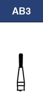 Strauss & Co FG Diamond Burs Pear 010 set of 6, dental burs in AB3/EX-41, with textured pear-shaped diamond tips.