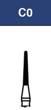 Strauss & Co FG Diamond Burs Round End Taper 012, 6-pack of dental burs, close-up of tapered round-ended diamond burs for precision work