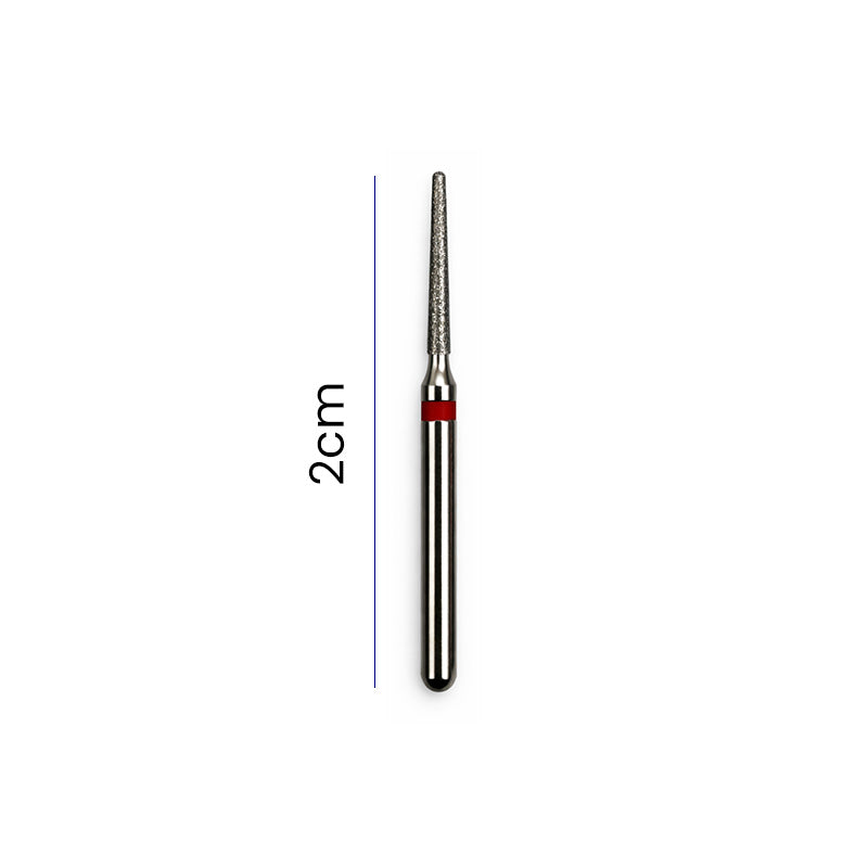 Strauss & Co FG Diamond Burs Round End Taper 012, 6-piece pack, dental rotary burs with diamond-coated tips for precision grinding.