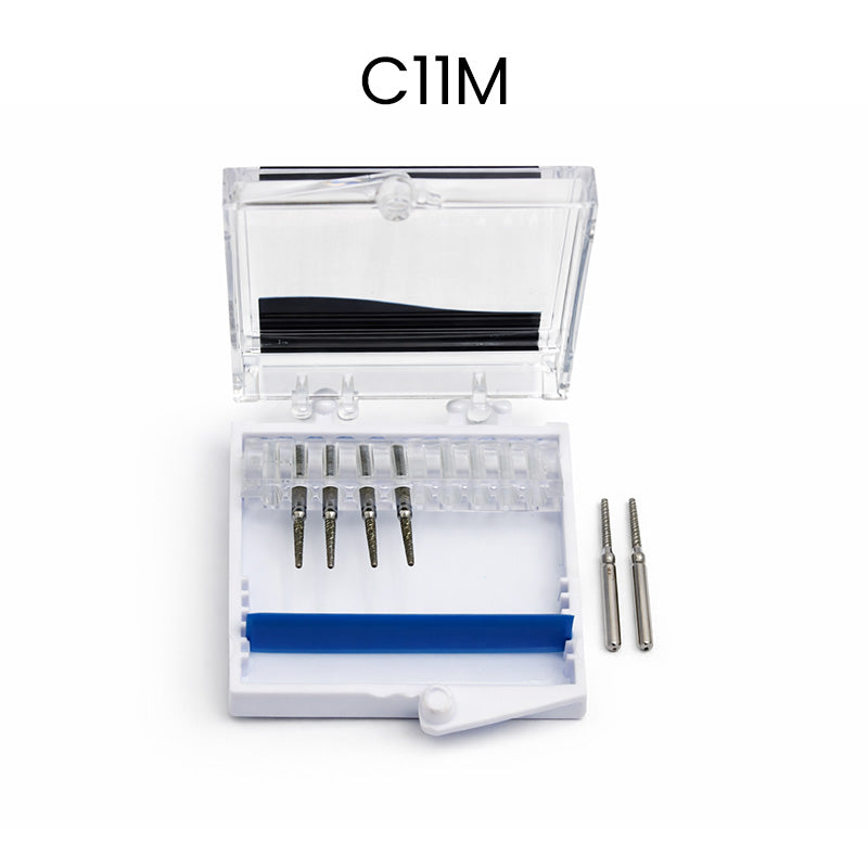 Strauss & Co FG Diamond Burs Round End Taper 012, set of 6, for precision dental or jewelry grinding and shaping.