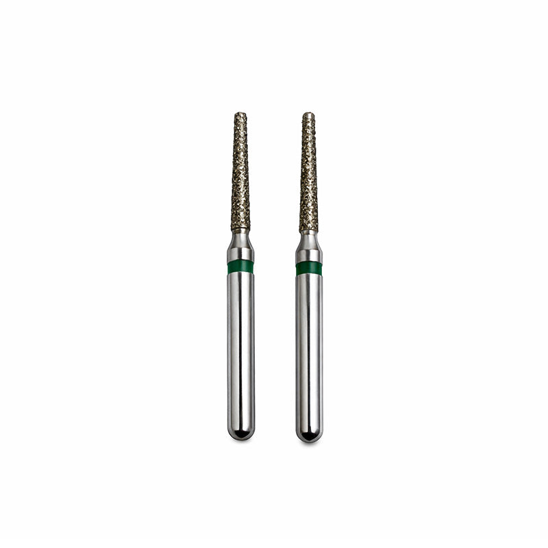 Strauss & Co FG Diamond Burs Round End Taper 012, set of 6, with medium grit for precise dental or industrial grinding.