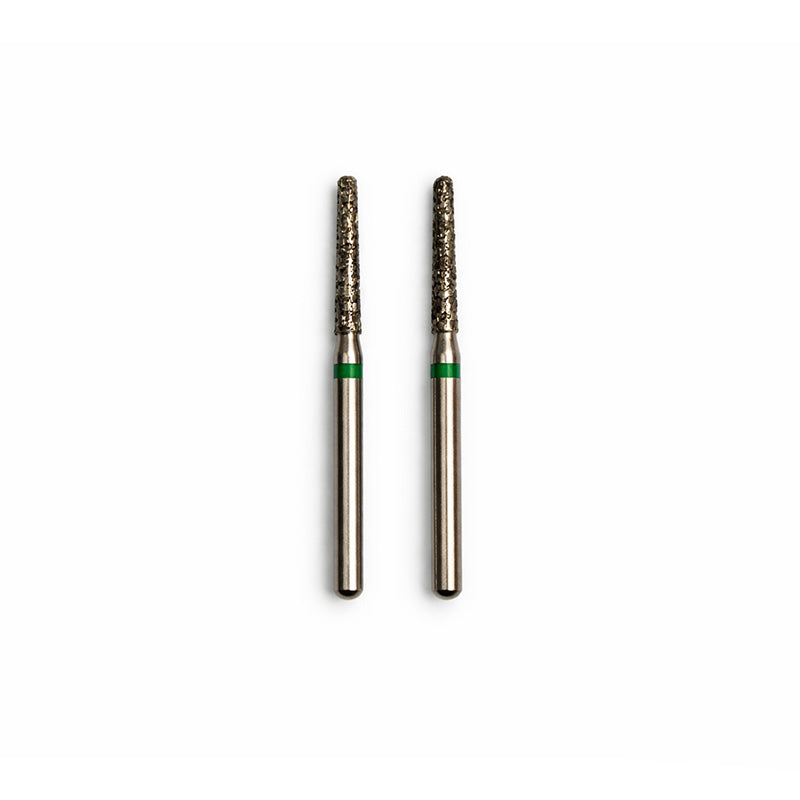 Strauss & Co FG Diamond Burs Round End Taper 014 set of 6 for precise dental or craft work, shown in a close-up image.