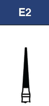 Strauss & Co FG Diamond Burs Needle 014, medium E2, 6-pack, dental burs with precision diamond tips for professional grinding.