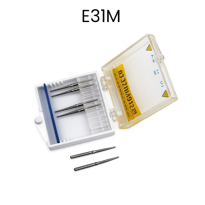 Strauss & Co FG Diamond Burs Needle 014, medium grit, 6-pack, dental burs with precision needle tips for detailed work