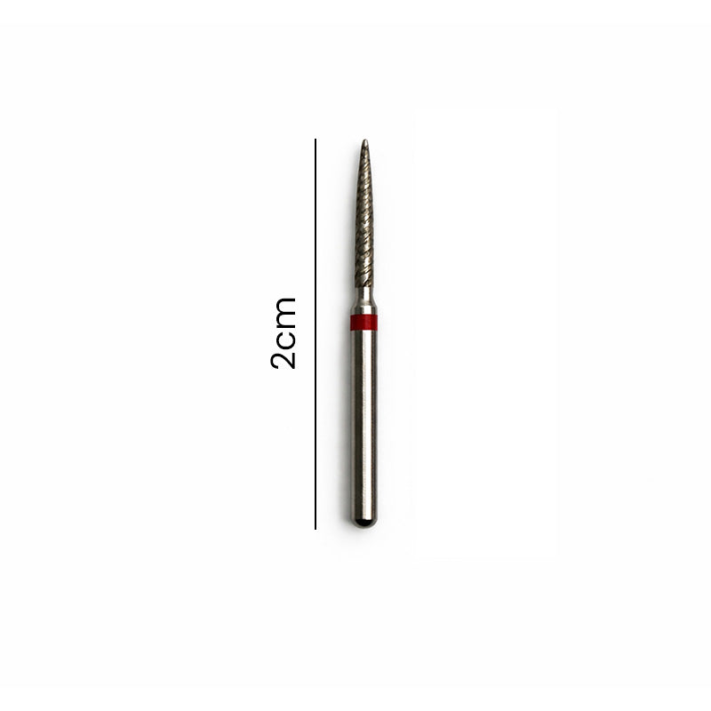 Strauss & Co FG Diamond Burs Flame 012, medium grit, set of 6, used for precision dental or jewelry grinding and shaping.