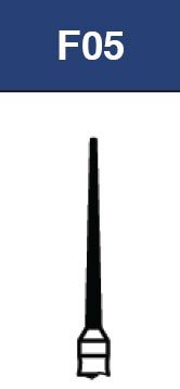 Strauss & Co FG Diamond Burs Flat End Taper 010, set of 6, used for precision grinding and shaping dental or craft materials.