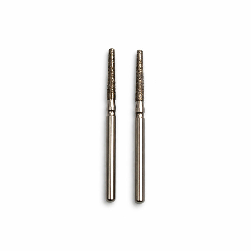 Strauss & Co FG Diamond Burs Flat End Taper 014, set of 6, with medium grit for precise dental or jewelry grinding.