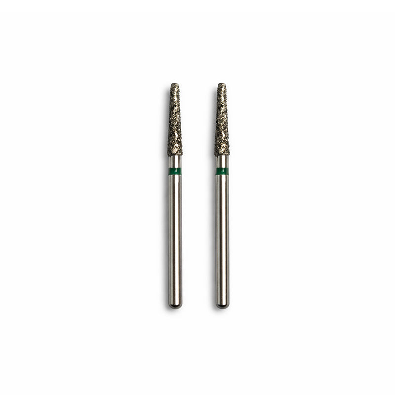 Set of six Strauss & Co FG Diamond Burs with round end taper design, model 016, used for precise grinding and shaping.