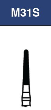 Strauss & Co FG Diamond Burs round end taper 016, set of 6, for precision grinding and shaping in dental or jewelry work.