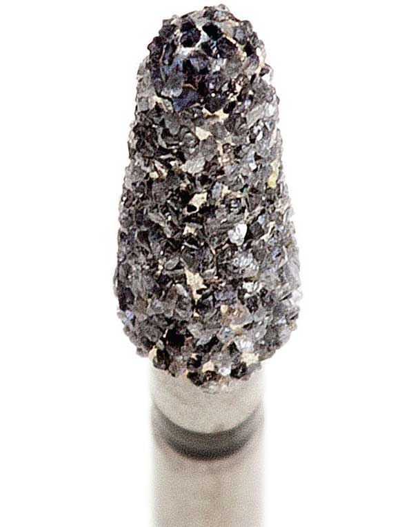 Strauss & Co FG Diamond Burs Round End Taper 018, 6-pack, for precision dental or jewelry drilling, featuring durable diamond coating.