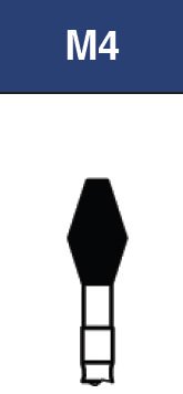 Strauss & Co FG Diamond Burs Barrel 033, M4, 6-pack, dental rotary burs for precise grinding and shaping.