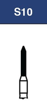 Strauss & Co FG Diamond Burs Torpedo Cylinder 012, medium grit, 6-pack, for precision dental or jewelry drilling applications.