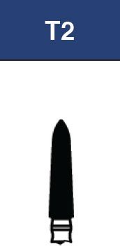 Strauss & Co FG Diamond Burs Gingival Curettage 022, medium T2, set of 6 dental burs for periodontal procedures.