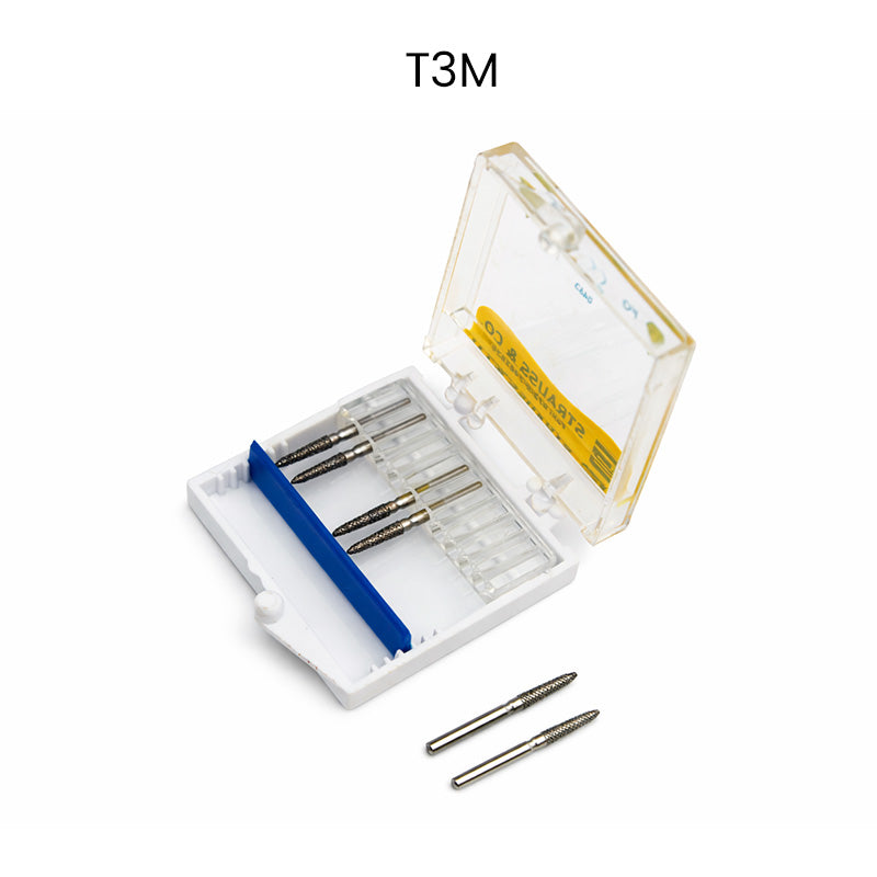 Strauss & Co FG Diamond Burs for gingival curettage, 018 size, medium T3, 6-piece pack, dental instrument for periodontal procedures