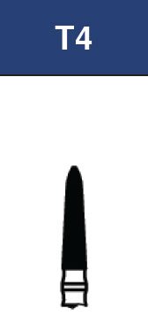 Strauss & Co FG Diamond Burs for Gingival Curettage, 018, medium T4, set of 6 dental burs shown in the image.