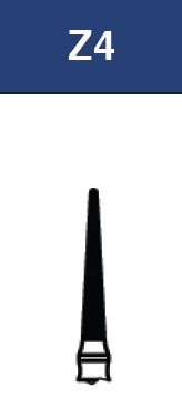 Strauss & Co FG Diamond Burs Needle 015, Z4, 6-pack, showing close-up of fine dental burs with diamond tips for precision grinding.