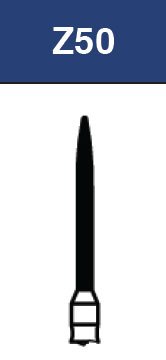 Strauss & Co FG Diamond Burs Flame 012, medium Z50, set of 6 for dental or industrial grinding and shaping tools.