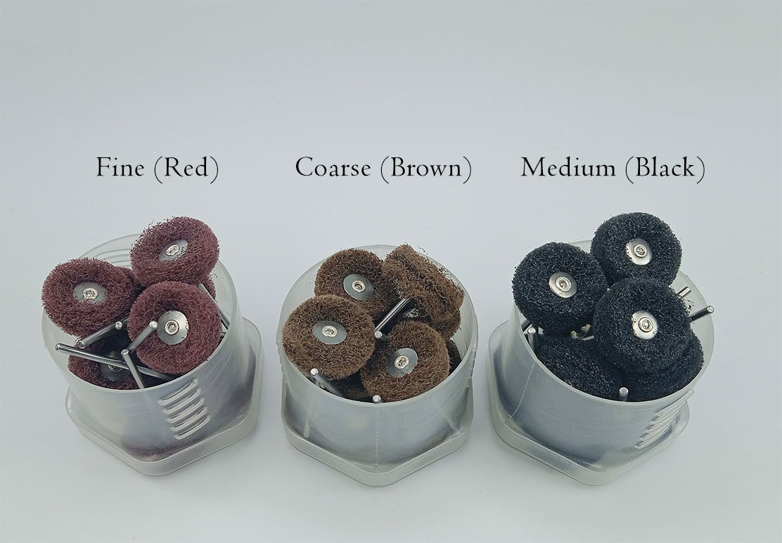Strauss & Co Soft Wheels Buff with Mandrel for finishing, 12-pack, black, small polishing accessories for crafts and woodworking.