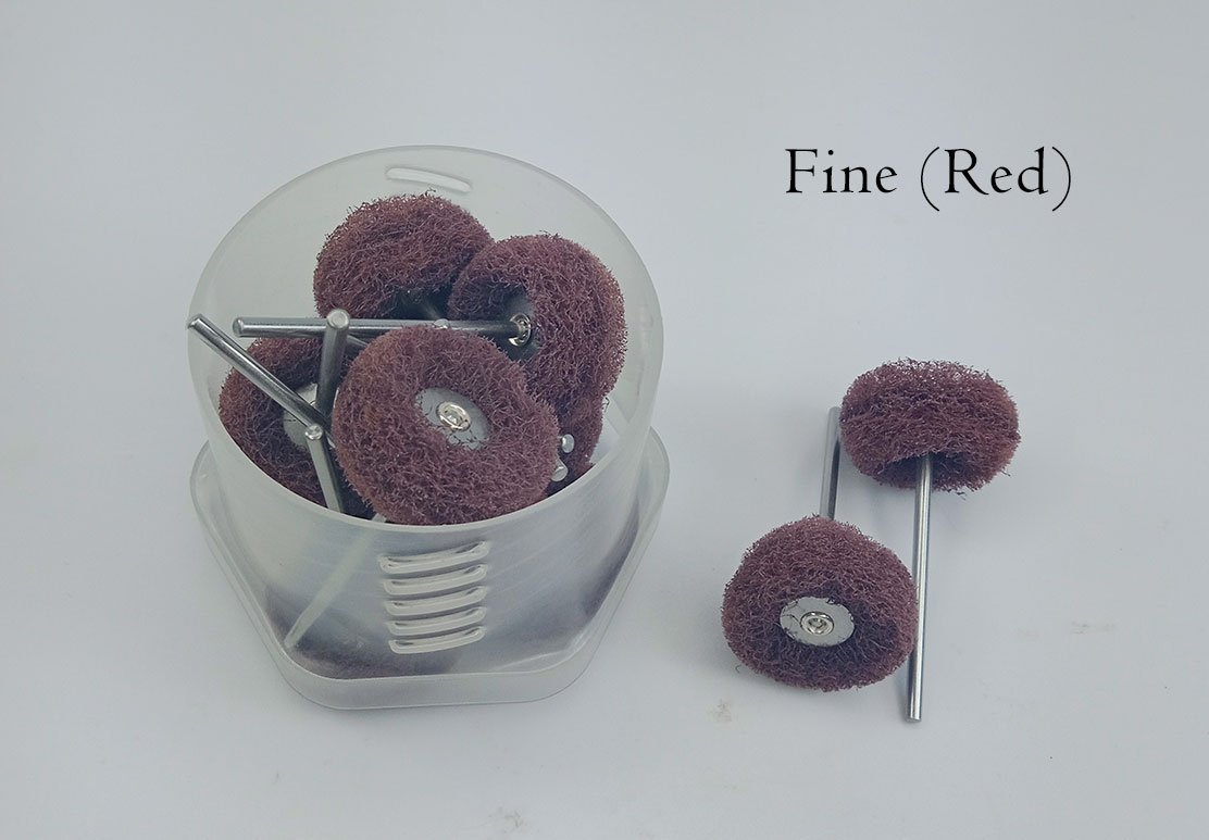Set of 12 Strauss & Co Soft Wheels Buff with Mandrel finishing accessories for polishing and buffing applications.