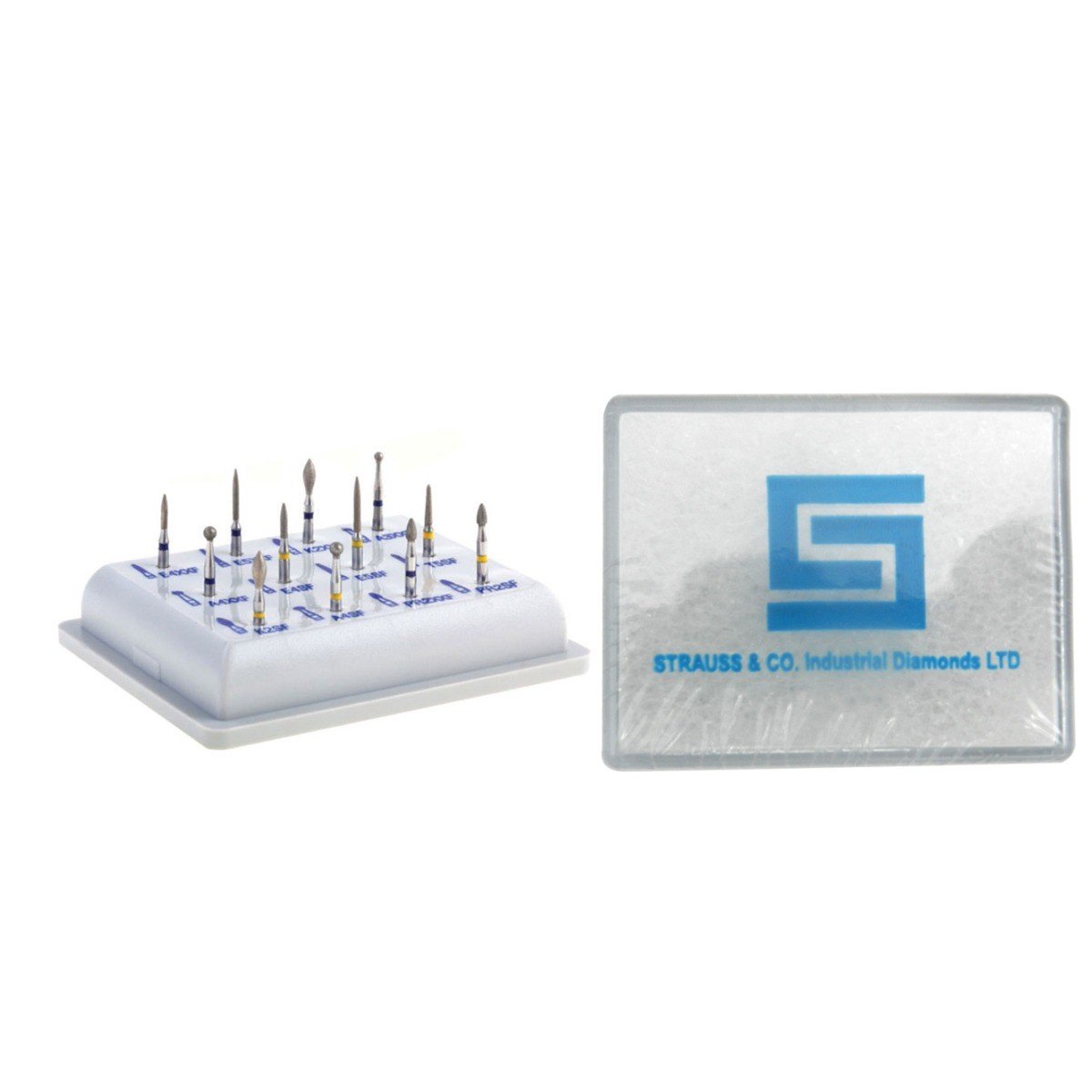 Strauss & Co Composite Finishing Kit 12 with dental polishing tools and abrasives for composite restorations.