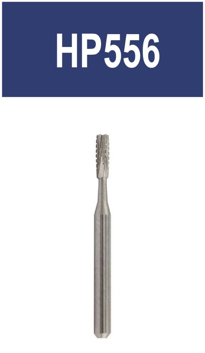 Strauss & Co Tungsten Carbide 6-bladed operative surgical cross-cut fissure bur HP 009, 5-pack, for precise dental procedures.
