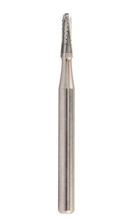 Strauss & Co 6-bladed tungsten carbide surgical cross round bur HP 014, set of 5 for dental operative procedures.