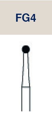 Strauss & Co 6-bladed tungsten carbide surgical round FG bur, sterile pack of 10, used for precise operative dental procedures.