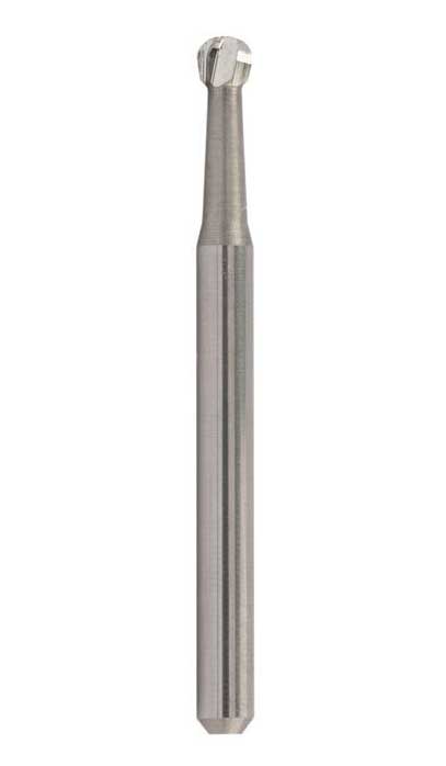 Strauss & Co 6-bladed tungsten carbide surgical burr, FG round FG8, in a 10-pack for dental or surgical procedures.