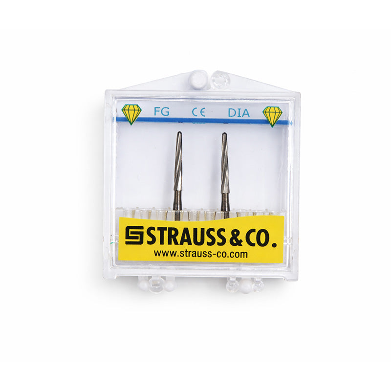 Strauss & Co tungsten carbide bone cutting bur with 23/6 blade, shown in a pack of two for precise dental or surgical bone cutting.